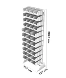 Стойка Стелла-техник односторонняя D1-00-04-07 с ящиками, 2020х735 мм