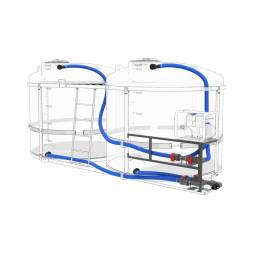 Комплекты слива ПВХ с заправочными модулями и площадкой для мотопомпы на две емкости TRN