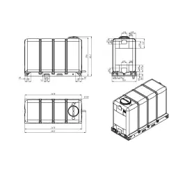 Емкость KR 4000л с 1 патрубком 63 мм белая с откидной крышкой в обрешетке New
