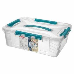 Ящик для хранения универсальный с замками и ручкой Grand box, 10л, голубой