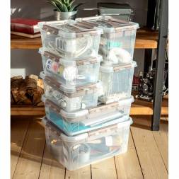 Ящик для хранения универсальный с замками и ручкой Grand box, 10л, голубой