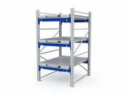 Стеллаж с выкатными платформами ДВК S-HEAVY 1000/900 (3 яруса хранения)