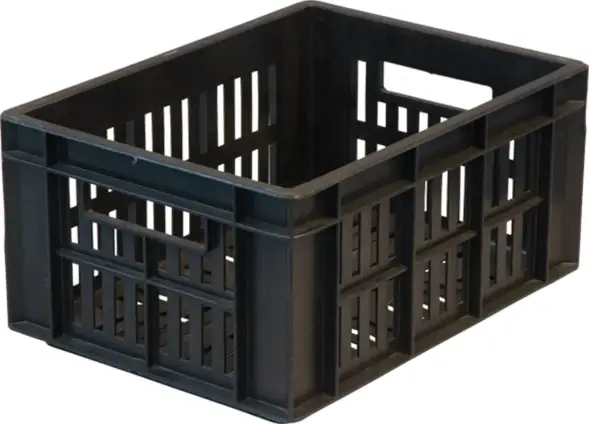 Ящик пластиковый перфорированный, 400x300x200 мм, 24 л, черный [302]