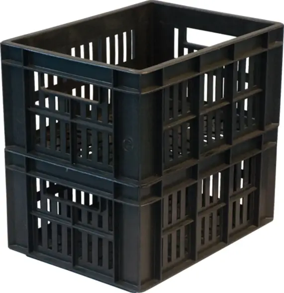 Ящик пластиковый перфорированный, 400x300x200 мм, 24 л, черный [302]