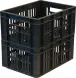 Ящик пластиковый перфорированный, 400x300x200 мм, 24 л, черный [302]