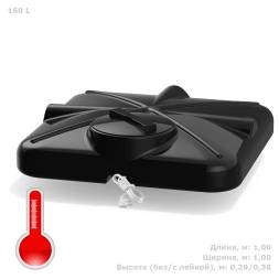 Бак пластиковый для летнего душа РОСА 160 л с подогревом, черный [DRS160S112]
