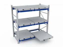 Стеллаж с выкатными платформами ДВК S-HEAVY 500 (3 яруса хранения)