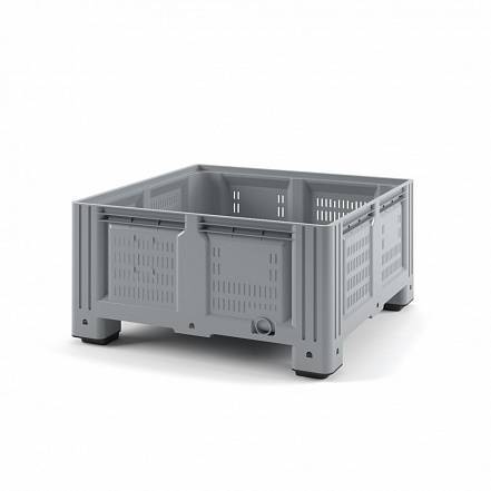 Крупногабаритный перфорированный пластиковый контейнер на ножках IBOX, 1130x1130x580 мм, серый [11.604S.92.С10]