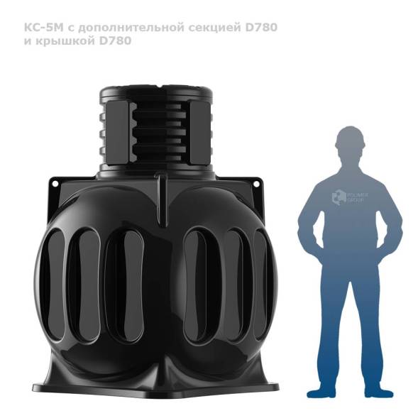 Колодец КС-5М с дополнительной секцией D780 и крышкой D780