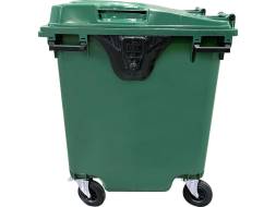 Пластиковый мусорный контейнер на колесах, 1100л, зеленый