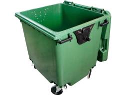 Пластиковый мусорный контейнер на колесах, 1100л, зеленый