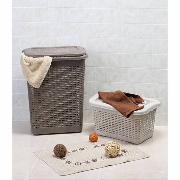 Корзина для белья 50л, коричневый