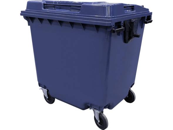 Пластиковый мусорный контейнер на колесах, 1100л, синий