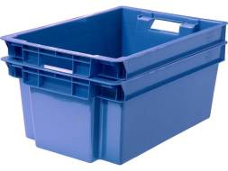 Ящик пластиковый сплошной, 600х400х250 мм, синий [125-2]