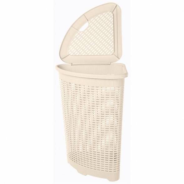 Корзина для белья угловая, 50л, бежевая