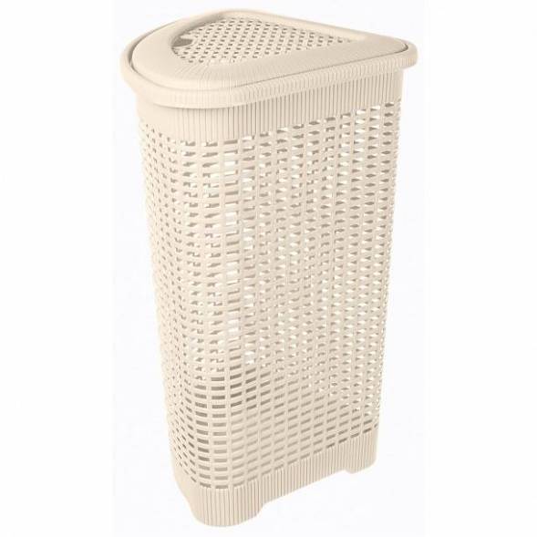Корзина для белья угловая, 50л, бежевая