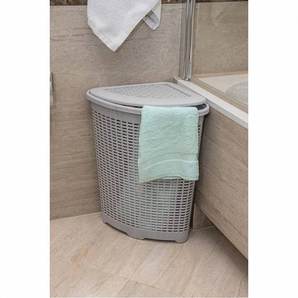 Корзина для белья угловая, 50л, бежевая