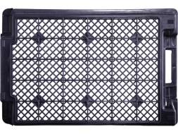 Ящик пластиковый с перфорированными стенками и дном, 600х400х250 мм, черный [125]