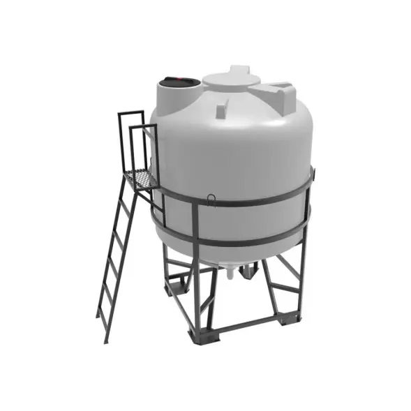 Емкость ЦКТ 5000 л с патрубком 90мм под плотность до 1,5 г/см3 белая в обрешетке с лестницей