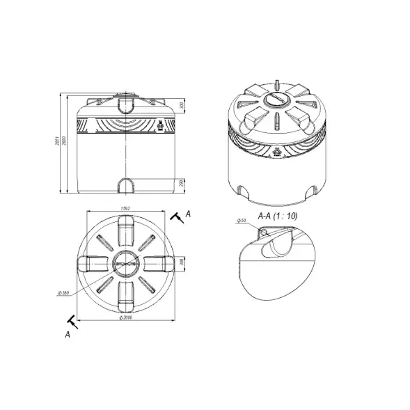 Емкость TR 5500 с откидной крышкой усиленная под плотность 1.2 г/см3 синий
