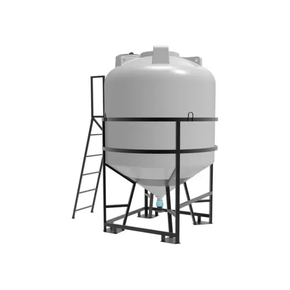 Емкость ЦКТ 5000 л с патрубком 90мм с фланцем под плотность до 1,5 г/см3 белая в обрешетке с лестницей