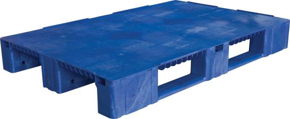 Паллет (поддон) пластиковый сплошной на 3-х полозьях, 1200x800х150 мм, зеленый  [1200800150-02]