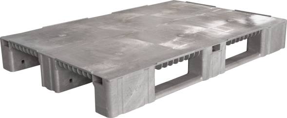 Паллет (поддон) пластиковый сплошной на 3-х полозьях, 1200x800х150 мм, зеленый  [1200800150-02]