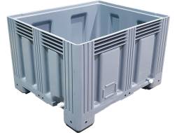 Крупногабаритный сплошной пластиковый контейнер с 2 сливными пробками СП 1 и КШ 1 TR-Box, 1200х1000х758 мм, серый [TR-Box 1210 S (758)]