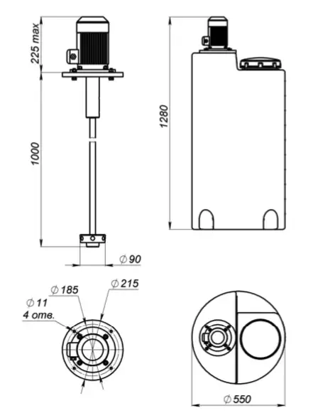 Емкость дозировочная 200 с турбинной мешалкой