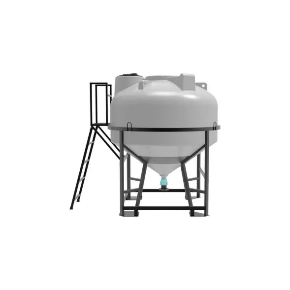 Емкость ЦКТ 3000 л с патрубком 110мм с фланцем под плотность до 1,5 г/см3 белая в обрешетке с лестницей