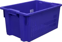 Ящик пластиковый перфорированный, 600x400x300 мм, 52 л, синий [602]