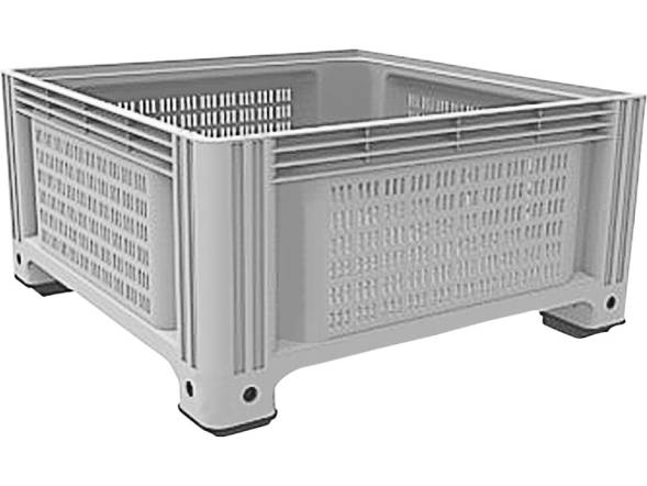 Крупногабаритный перфорированный пластиковый контейнер на ножках D-Box 1130 P, 1130x1130x580 мм, серый [D-Box 1130 P (580) серый]  