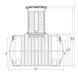 Автономная канализация Rostok Ground 6 с горловиной 1000 мм и принудительным отведением, 2800л, черный