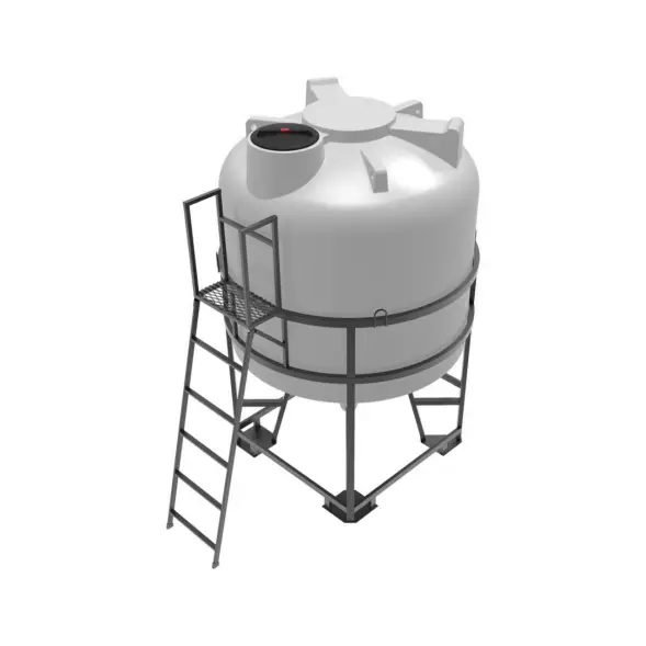 Емкость ЦКТ 5000 л с патрубком 160мм под плотность до 1,5 г/см3 белая в обрешетке с лестницей