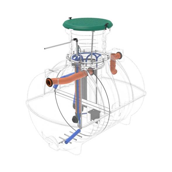 Автономная канализация Rostok Ground 8 с горловиной 1000 мм и принудительным отведением, 3500 л, черный [504.3000.899.001]