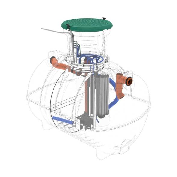 Автономная канализация Rostok Ground 8 с горловиной 1000 мм и принудительным отведением, 3500 л, черный [504.3000.899.001]